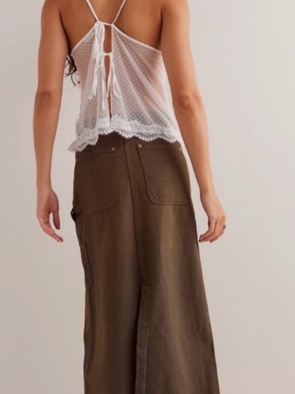 NWT- We The Free- Harmonica Coated Denim Maxi Skirt - Brown Dye -Sz 30 - Picture 5 of 9